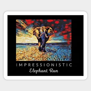 Elephant Run Impressionism Magnet